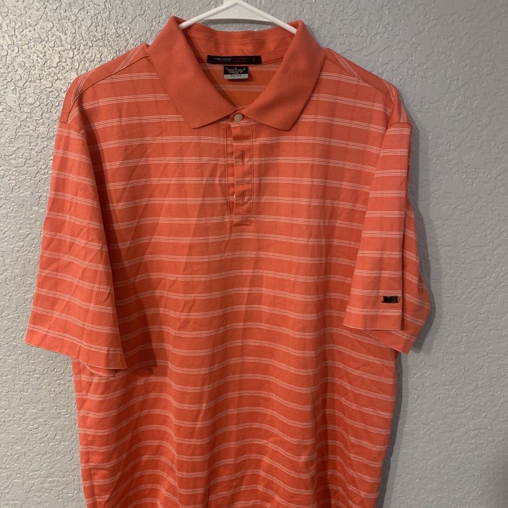 Tiger Woods Collection Dri-Fit Short Sleeve Golf Polo Shirt red orange Men's‎ L